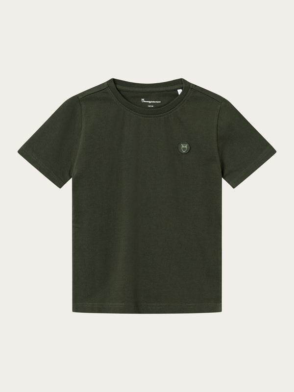 KnowledgeCotton Apparel - YOUNG Regular fit badge t-shirt T-shirts 1090 Forrest Night