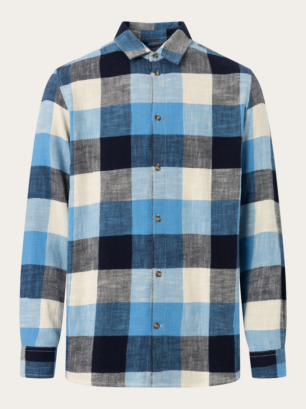 KnowledgeCotton Apparel - MEN Regular fit checkered shirt Shirts 7021 blue check