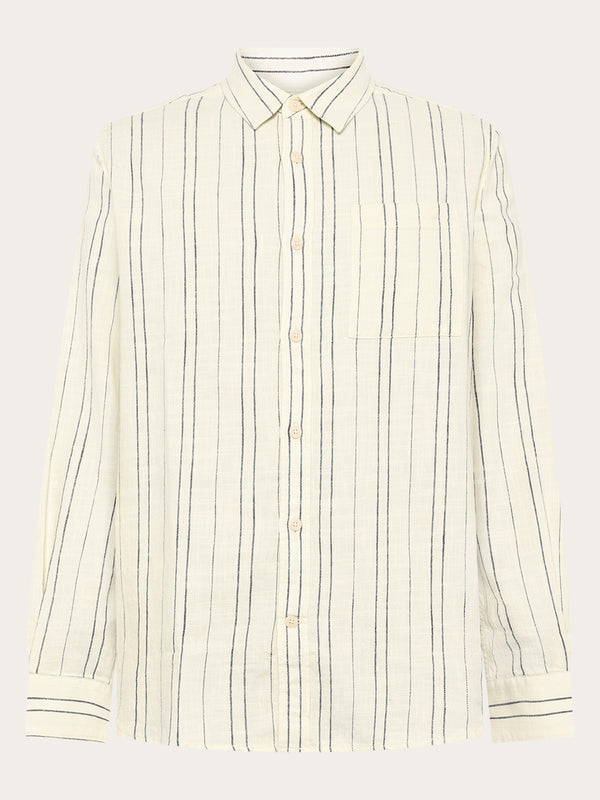 KnowledgeCotton Apparel - MEN Regular fit checkered shirt - GOTS/Vegan Shirts 8020 White stripe