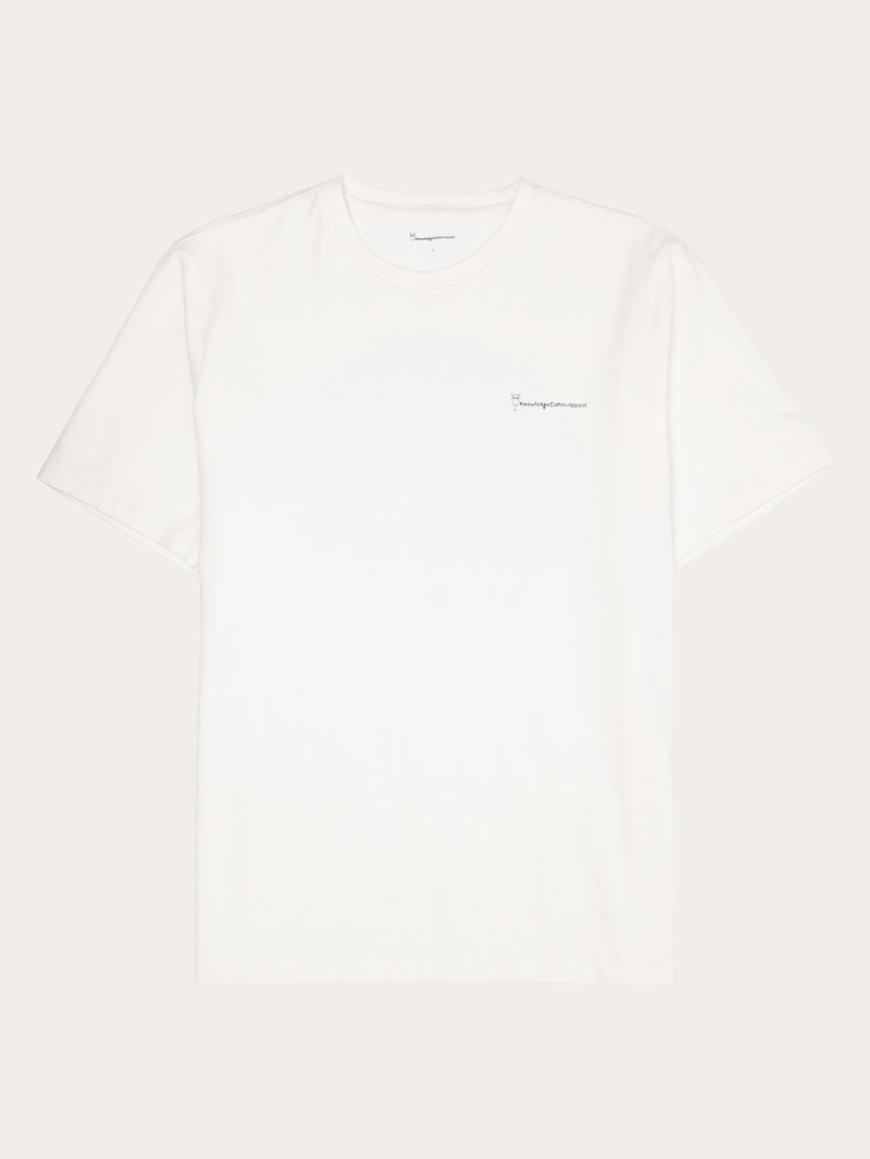 KnowledgeCotton Apparel - MEN Regular fit chill camp back print t-shirt - Regenerative Organic Certified® - GOTS/Vegan T-shirts 1387 Egret