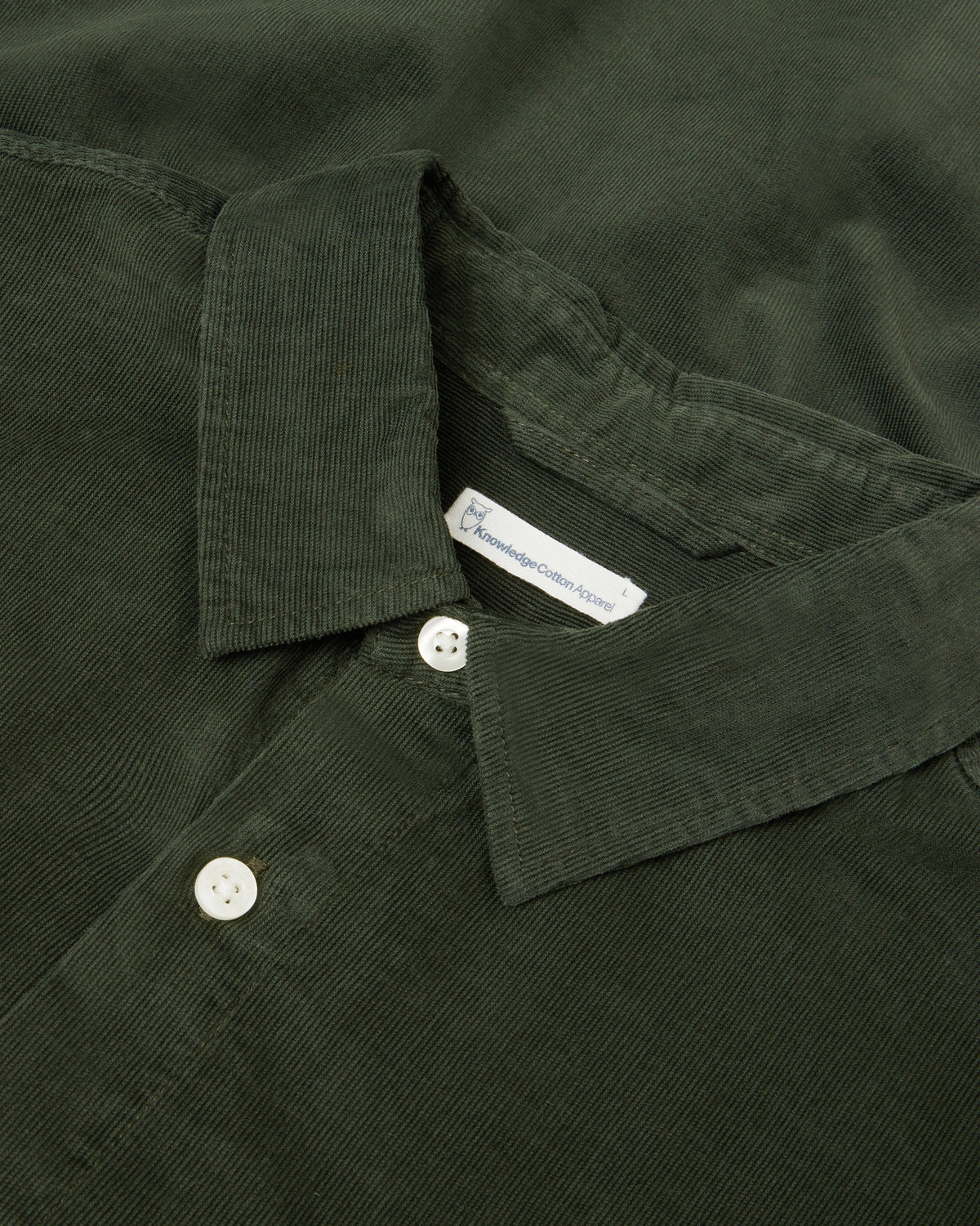 KnowledgeCotton Apparel - MEN Regular fit corduroy shirt Shirts 1090 Forest Night
