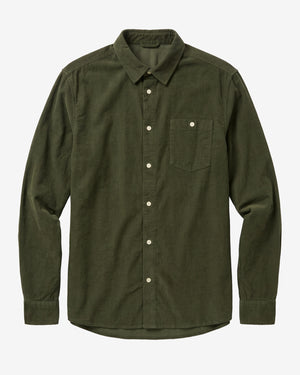 KnowledgeCotton Apparel - MEN Regular fit corduroy shirt Shirts 1090 Forest Night