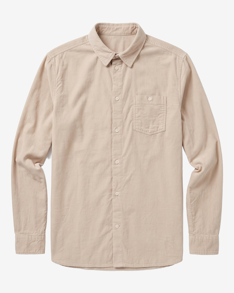 KnowledgeCotton Apparel - MEN Regular fit corduroy shirt Shirts 1228 Light feather gray
