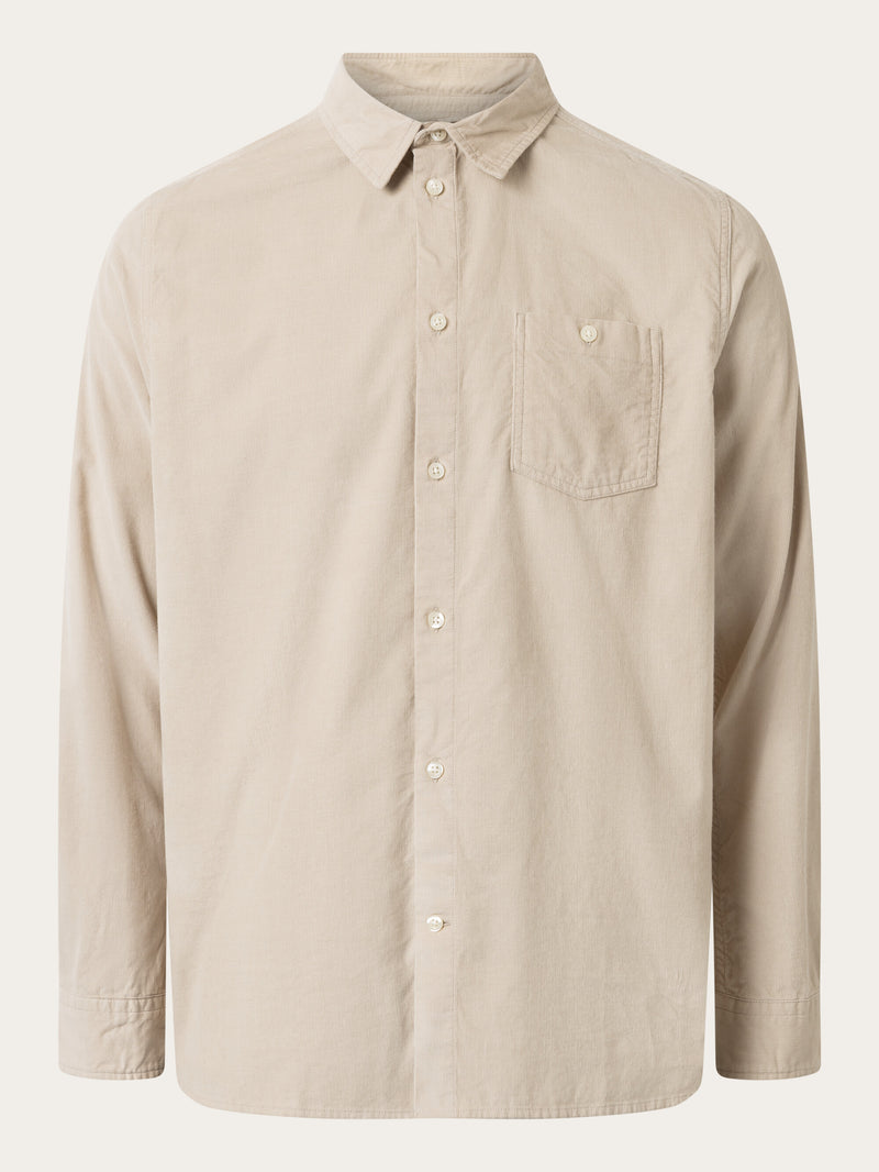 KnowledgeCotton Apparel - MEN Regular fit corduroy shirt Shirts 1228 Light feather gray