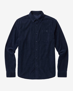 KnowledgeCotton Apparel - MEN Regular fit corduroy shirt Shirts 1412 Night Sky