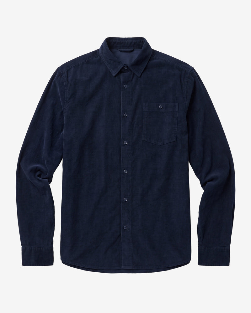 KnowledgeCotton Apparel - MEN Regular fit corduroy shirt Shirts 1412 Night Sky