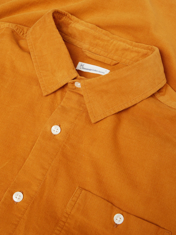 KnowledgeCotton Apparel - MEN Regular fit corduroy shirt Shirts 1485 Pumpkin Spice