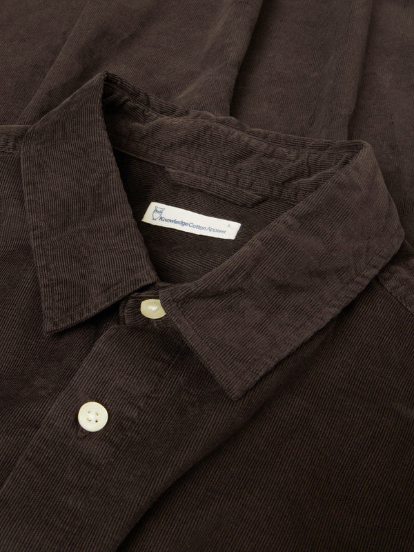 KnowledgeCotton Apparel - MEN Regular fit corduroy shirt Shirts 1487 Chocolate Torte