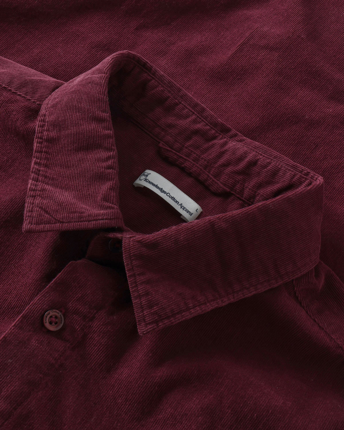 KnowledgeCotton Apparel - MEN Regular fit corduroy shirt Shirts 1500 Burgundy