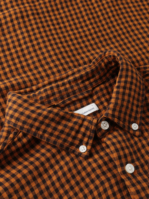 KnowledgeCotton Apparel - MEN Regular fit double layer checkered shirt Shirts 7035 Dark Brown check