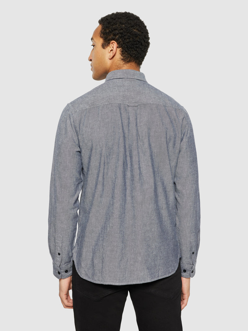 KnowledgeCotton Apparel - MEN Organic Cotton Flannel Shirt GOTS Shirts 1412 Night Sky