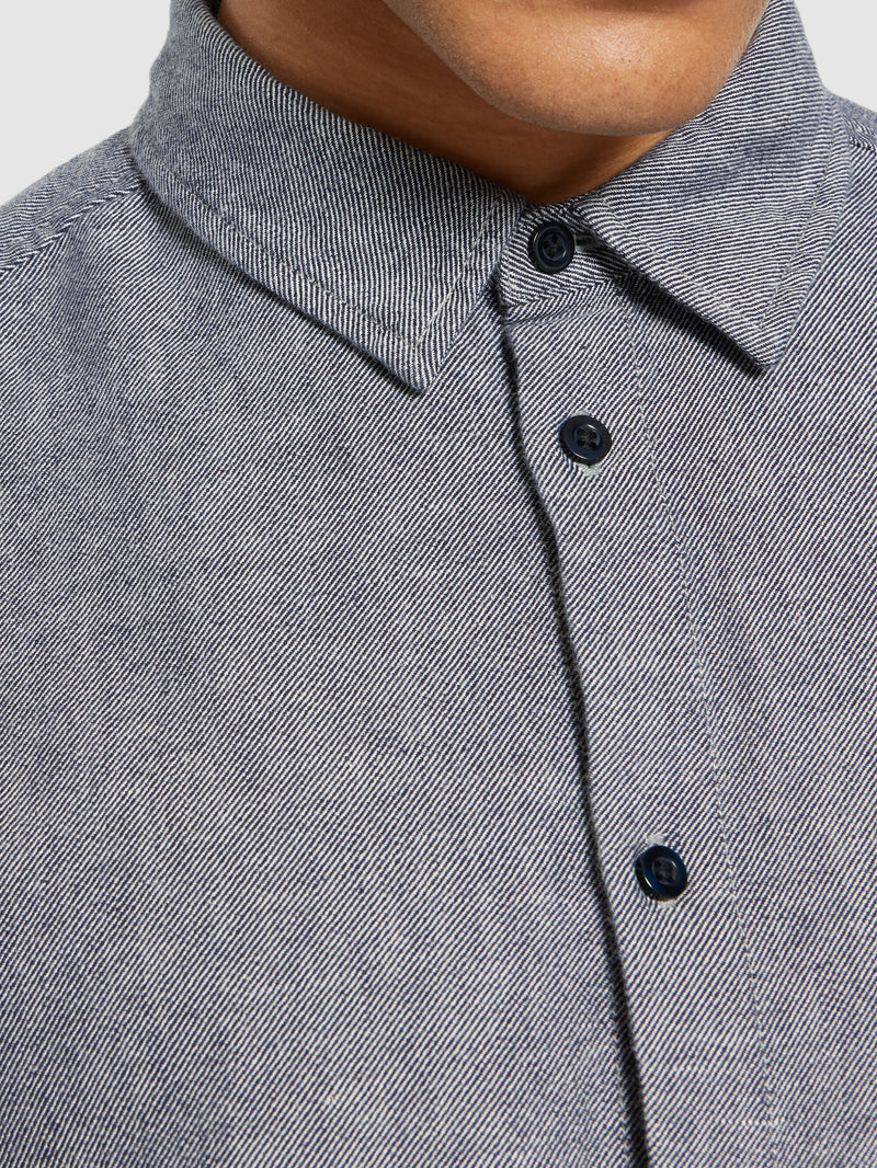 KnowledgeCotton Apparel - MEN Organic Cotton Flannel Shirt GOTS Shirts 1412 Night Sky