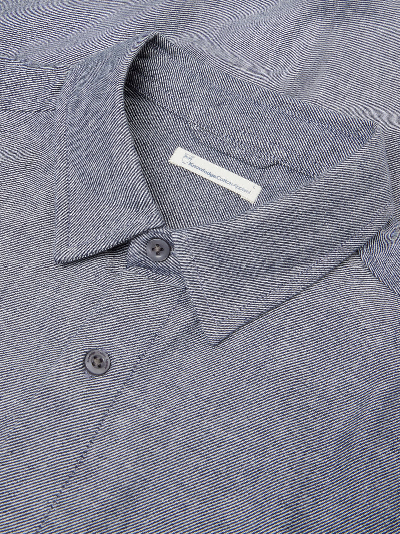 KnowledgeCotton Apparel - MEN Organic Cotton Flannel Shirt GOTS Shirts 1412 Night Sky