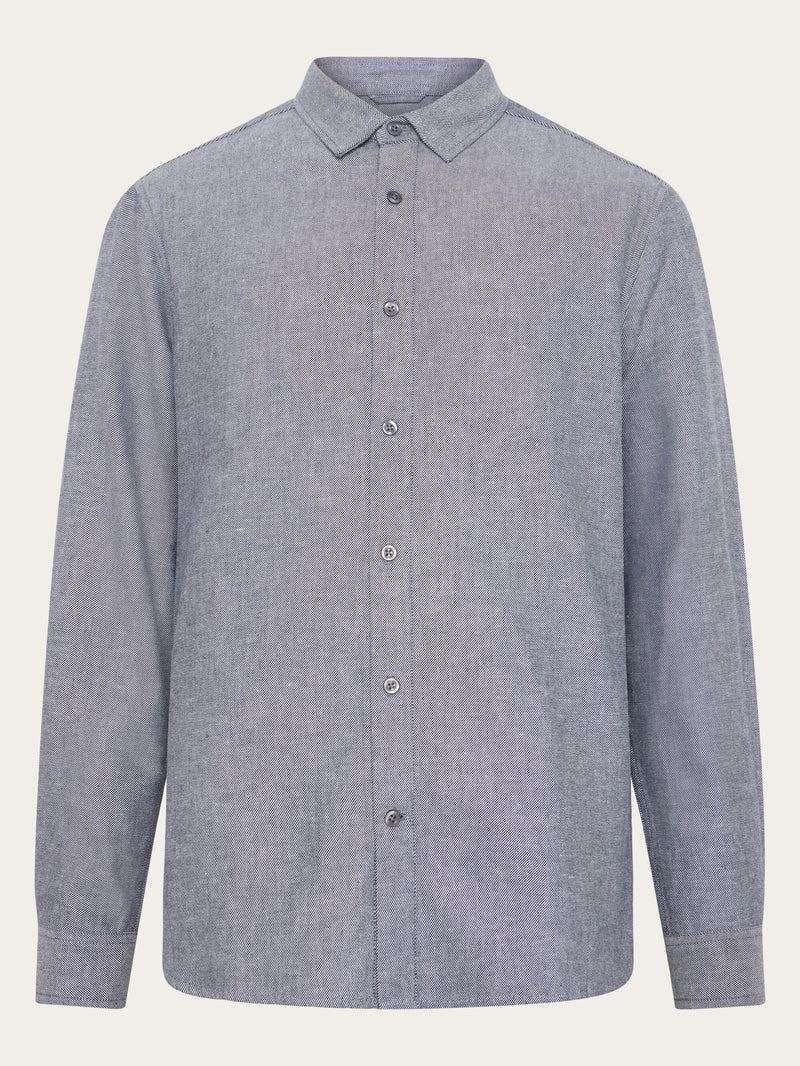KnowledgeCotton Apparel - MEN Organic Cotton Flannel Shirt GOTS Shirts 1412 Night Sky