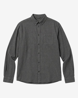 KnowledgeCotton Apparel - MEN Regular fit melangé flannel shirt Shirts 1073 Dark Grey Melange