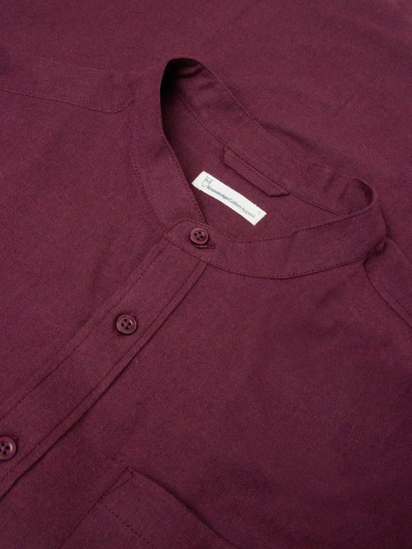 KnowledgeCotton Apparel - MEN Regular fit melangé flannel stand collar shirt Shirts 1281 Fig