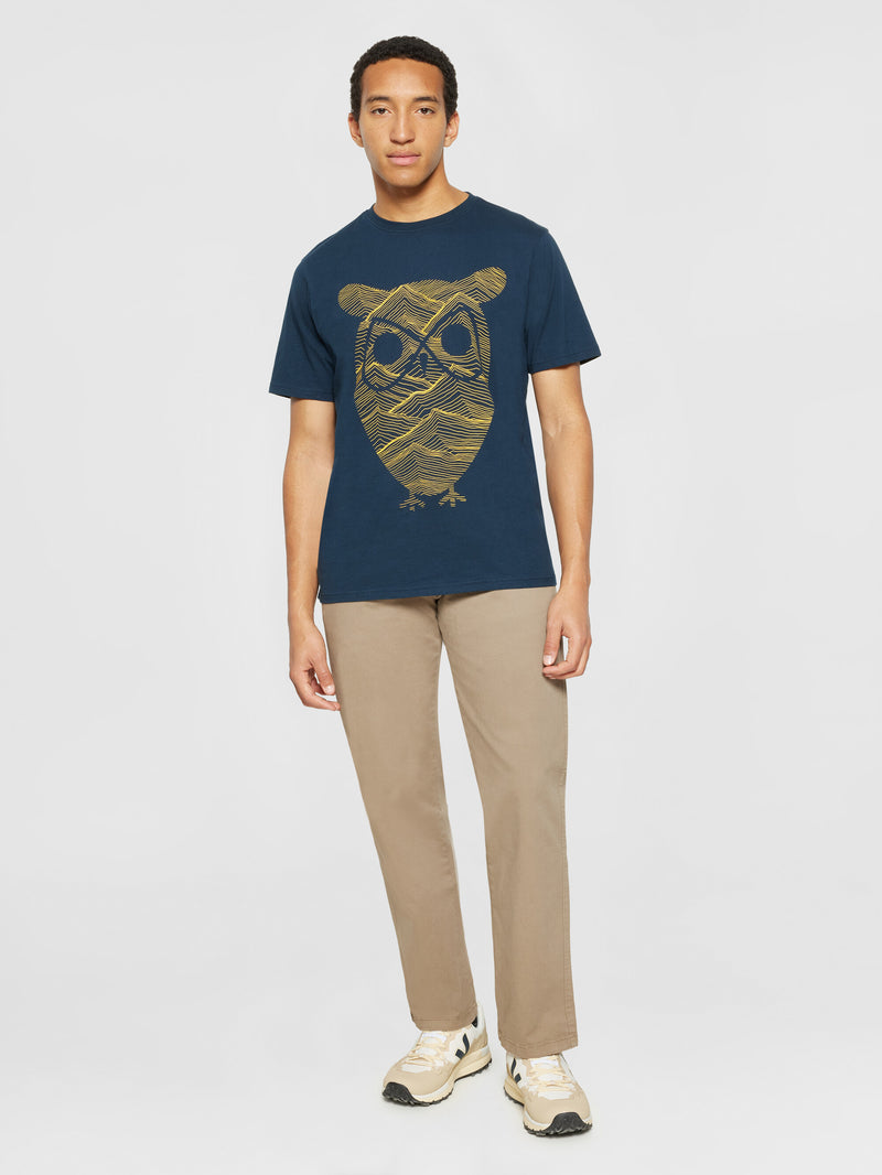 KnowledgeCotton Apparel - MEN Regular fit mountain t-shirt - Regenerative Organic Certified® - GOTS/Vegan T-shirts 1001 Total Eclipse