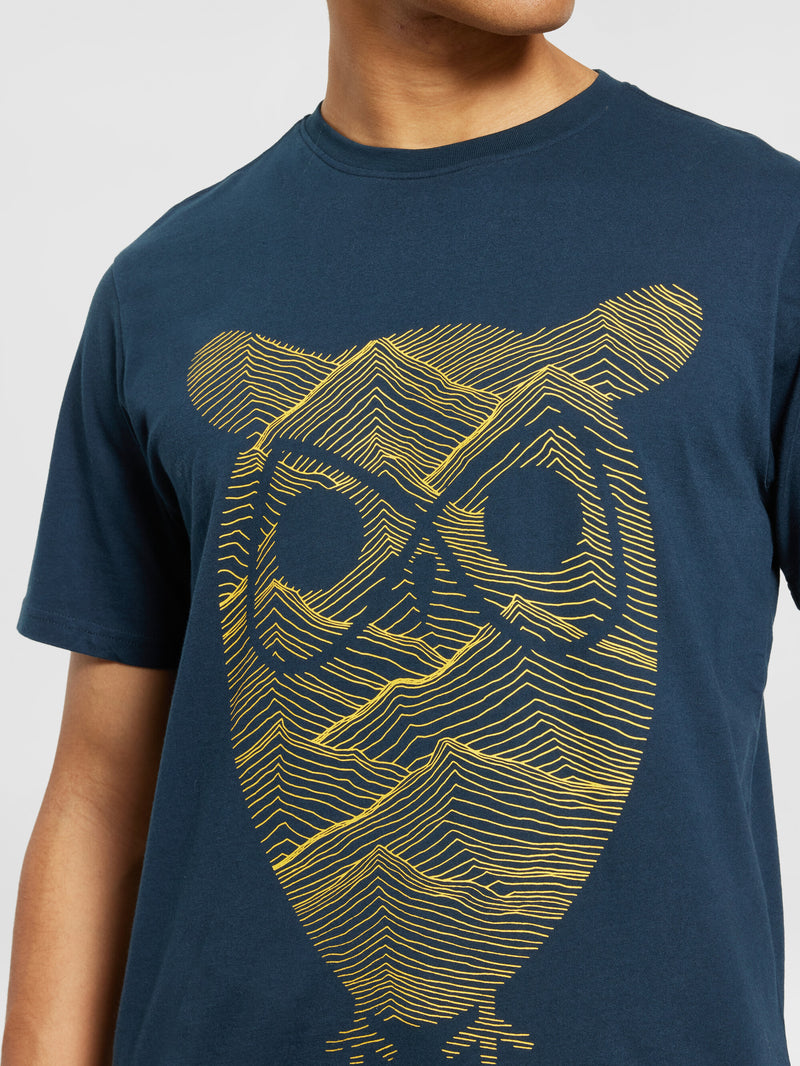 KnowledgeCotton Apparel - MEN Regular fit mountain t-shirt - Regenerative Organic Certified® - GOTS/Vegan T-shirts 1001 Total Eclipse