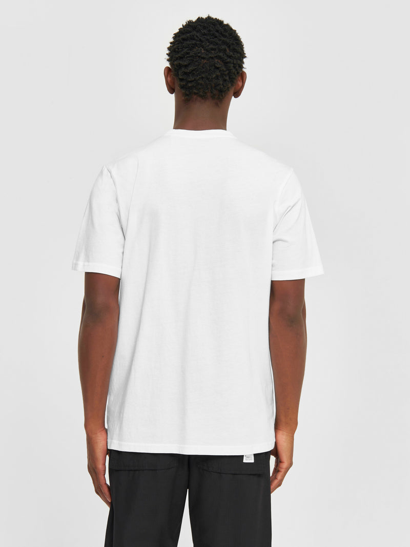 KnowledgeCotton Apparel - MEN Regular fit owl chest print T-shirts 1010 Bright White