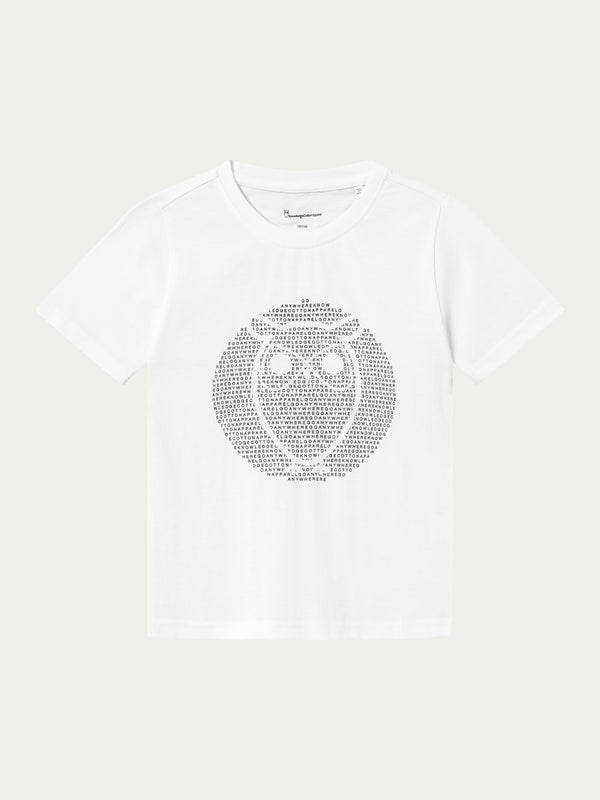 KnowledgeCotton Apparel - YOUNG Regular fit owl chest print T-shirts 1010 Bright White