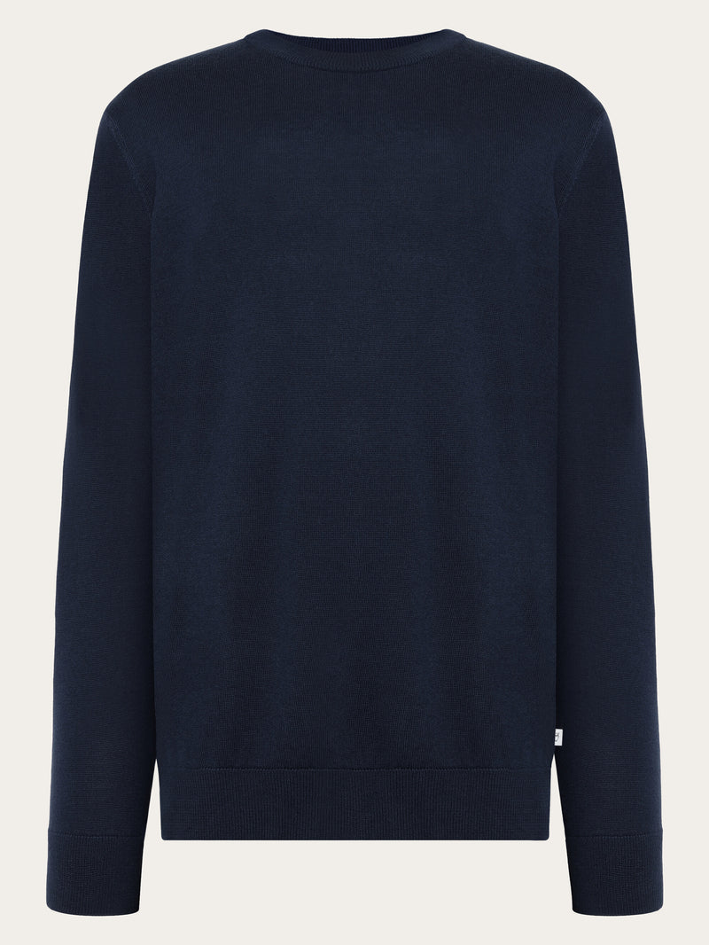 KnowledgeCotton Apparel - MEN Regular merino knit crew neck - RWS Knits 1001 Total Eclipse