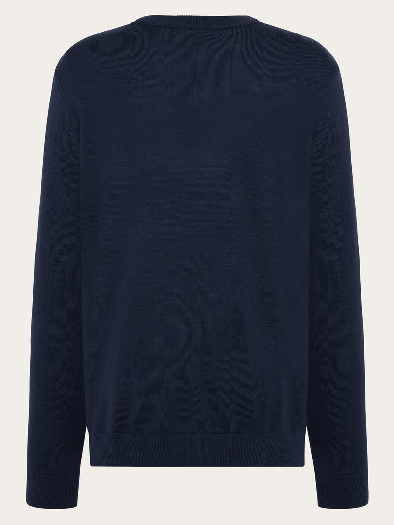 KnowledgeCotton Apparel - MEN Regular merino knit crew neck - RWS Knits 1001 Total Eclipse