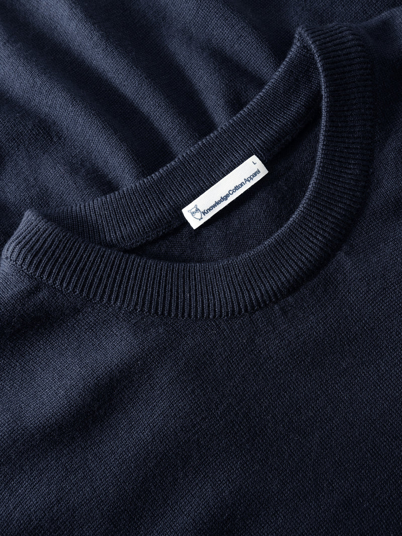 KnowledgeCotton Apparel - MEN Regular merino knit crew neck - RWS Knits 1001 Total Eclipse
