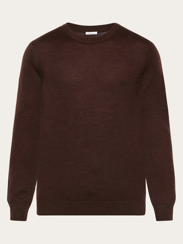 KnowledgeCotton Apparel - MEN Merino crew neck sweater Knits 1243 Demitasse (brown)