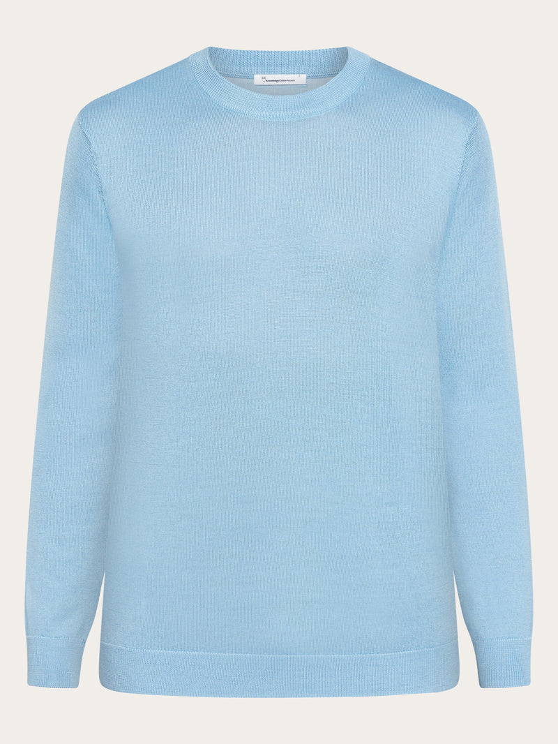 KnowledgeCotton Apparel - MEN Regular merino knit crew neck - RWS Knits 1463 Glacier Lake