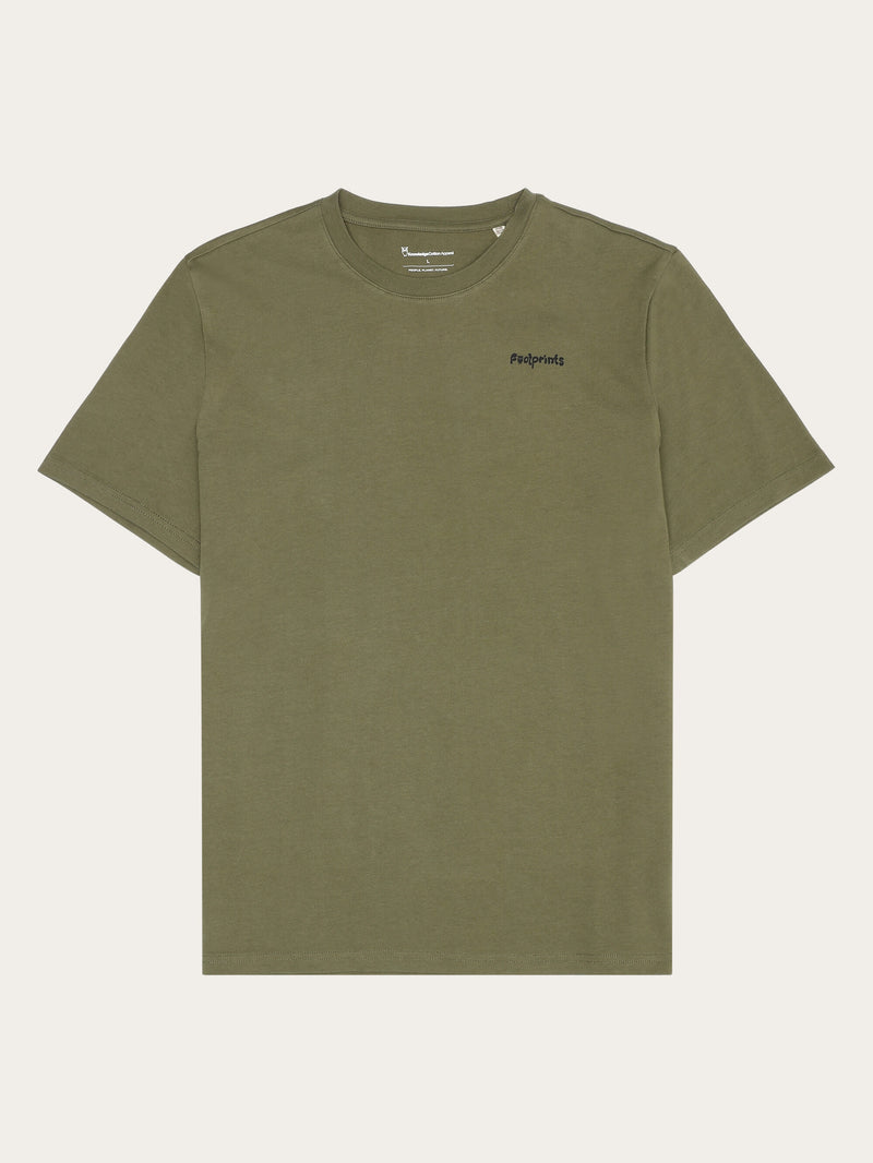 KnowledgeCotton Apparel - UNI Regular short sleeve heavy single jersey printed t-shirt GOTS/Vegan T-shirts 1068 Burned Olive