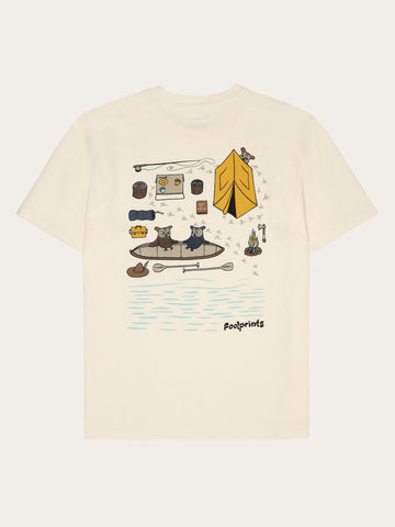 KnowledgeCotton Apparel - UNI Regular short sleeve heavy single jersey printed t-shirt GOTS/Vegan T-shirts 1387 Egret