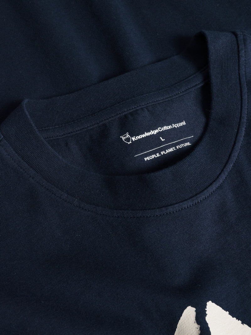 KnowledgeCotton Apparel - MEN Regular short sleeve heavy single t-shirt - Regenerative Organic Certified™ - GOTS/Vegan T-shirts 1412 Night Sky