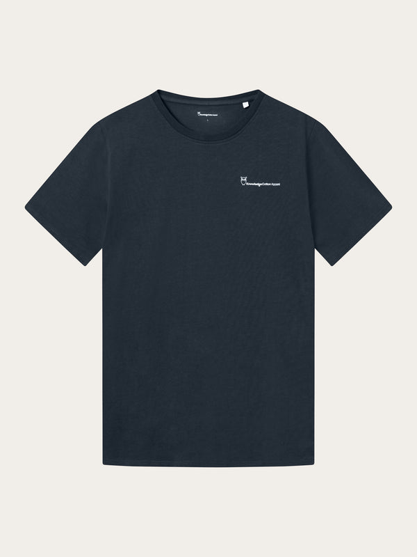 KnowledgeCotton Apparel - MEN Regular trademark chest print t-shirt T-shirts 1001 Total Eclipse