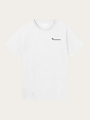 KnowledgeCotton Apparel - MEN Regular trademark chest print t-shirt T-shirts 1010 Bright White