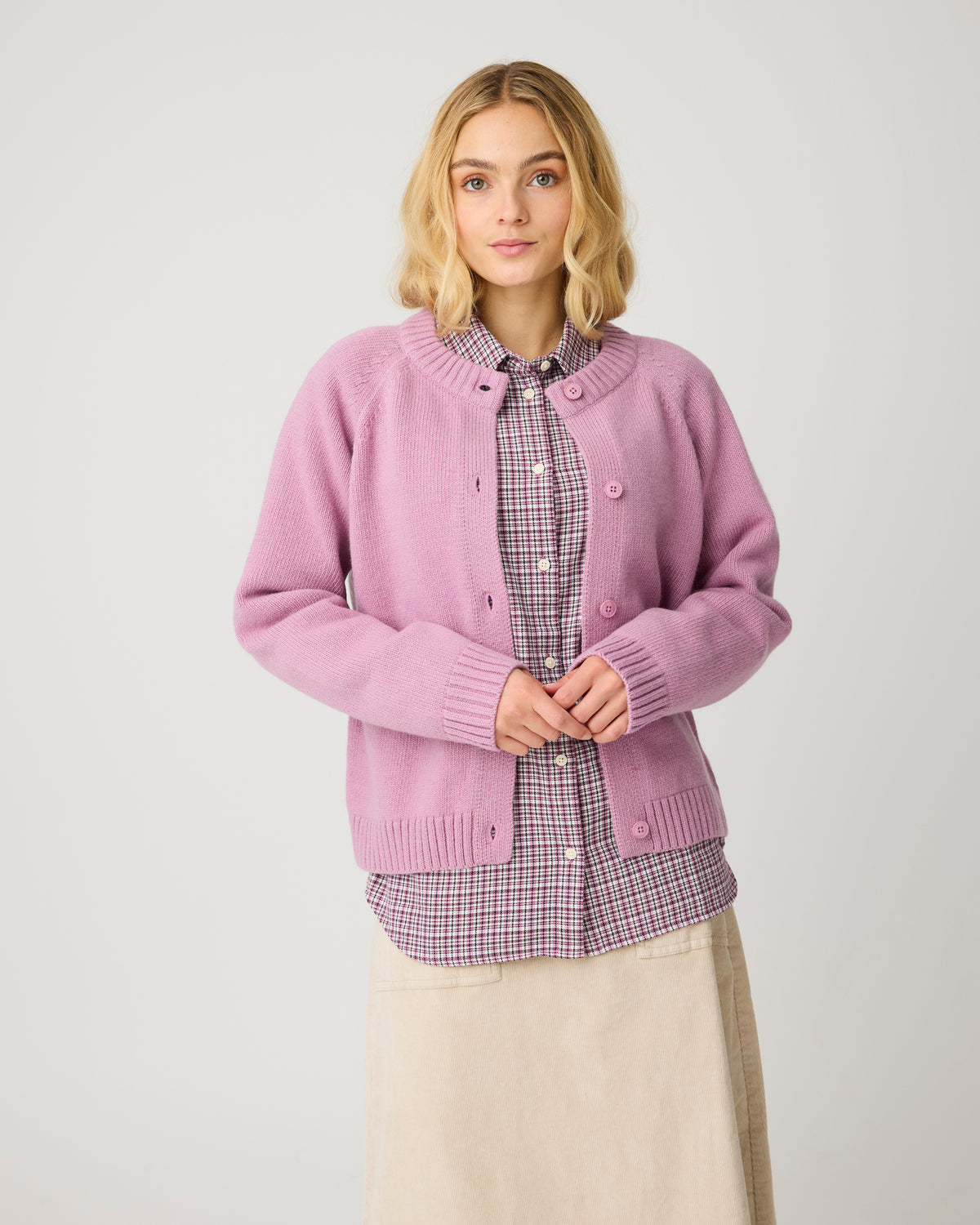 KnowledgeCotton Apparel - WMN Relaxed check shirt Shirts 7028 Pink check