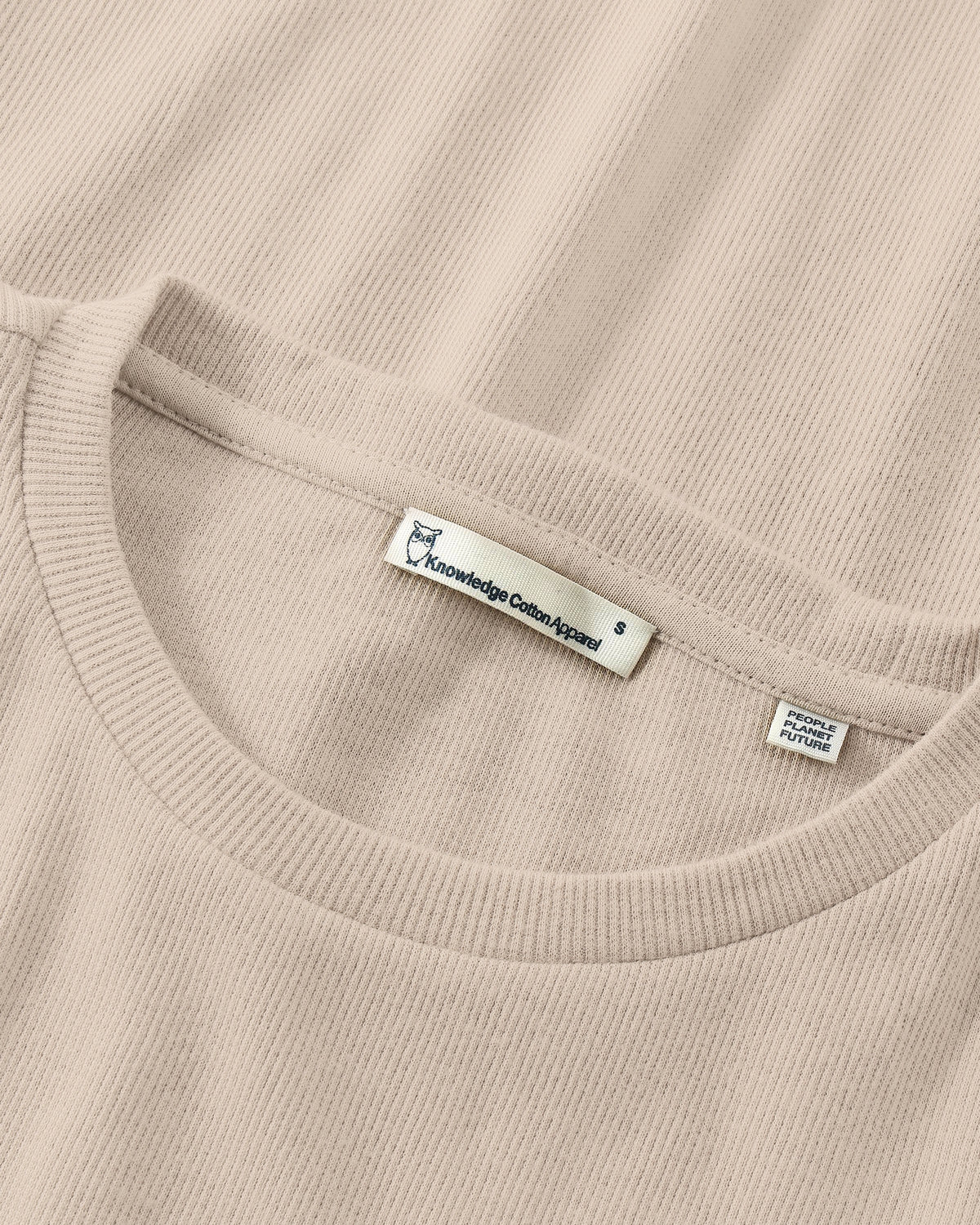 KnowledgeCotton Apparel - WMN Rib Scoop neck long sleeved Long Sleeves 1228 Light feather gray