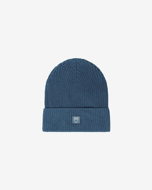 KnowledgeCotton Apparel - UNI Rib badge beanie Hats 1226 Vintage Indigo