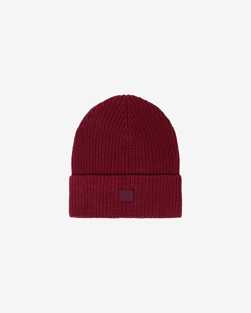 KnowledgeCotton Apparel - UNI Rib badge beanie Hats 1500 Burgundy