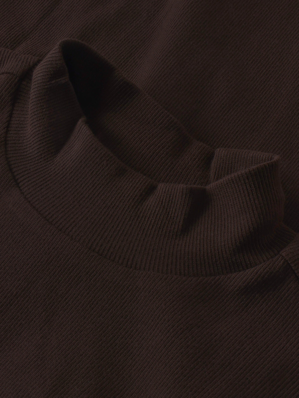 KnowledgeCotton Apparel - WMN Rib high neck LS Long Sleeves 1487 Chocolate Torte