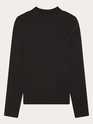 KnowledgeCotton Apparel - WMN Rib high neck LS Long Sleeves 1487 Chocolate Torte