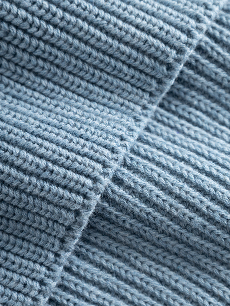 KnowledgeCotton Apparel - UNI Rib knit scarf Scarfs 1414 Dusty Blue Melange