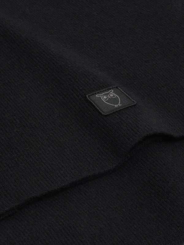 KnowledgeCotton Apparel - UNI Rib knit wool scarf Scarfs 1300 Black Jet
