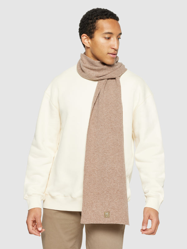 KnowledgeCotton Apparel - UNI Rib knit wool scarf Scarfs 1336 Kelp melange