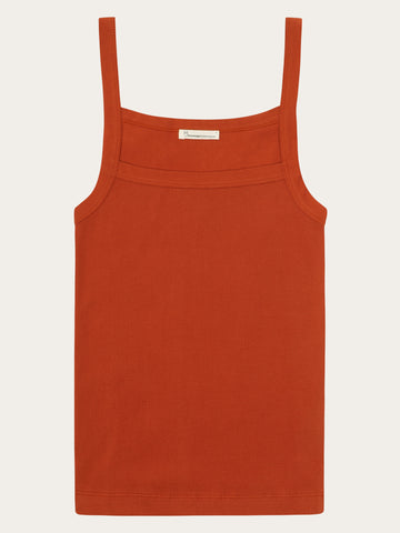 KnowledgeCotton Apparel - WMN Rib strap top T-shirts 1488 Burnt Brick