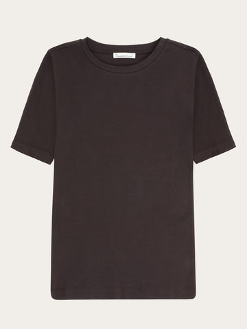 KnowledgeCotton Apparel - WMN Rib t-shirt T-shirts 1487 Chocolate Torte