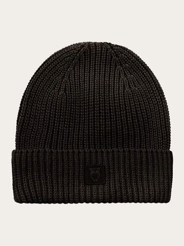 KnowledgeCotton Apparel - UNI Ribbing hat Hats 1487 Chocolate Torte