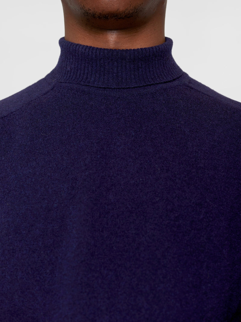 KnowledgeCotton Apparel - MEN Roll neck knit Knits 1001 Total Eclipse