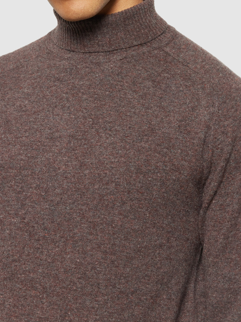 KnowledgeCotton Apparel - MEN Roll neck knit Knits 1243 Demitasse (brown)