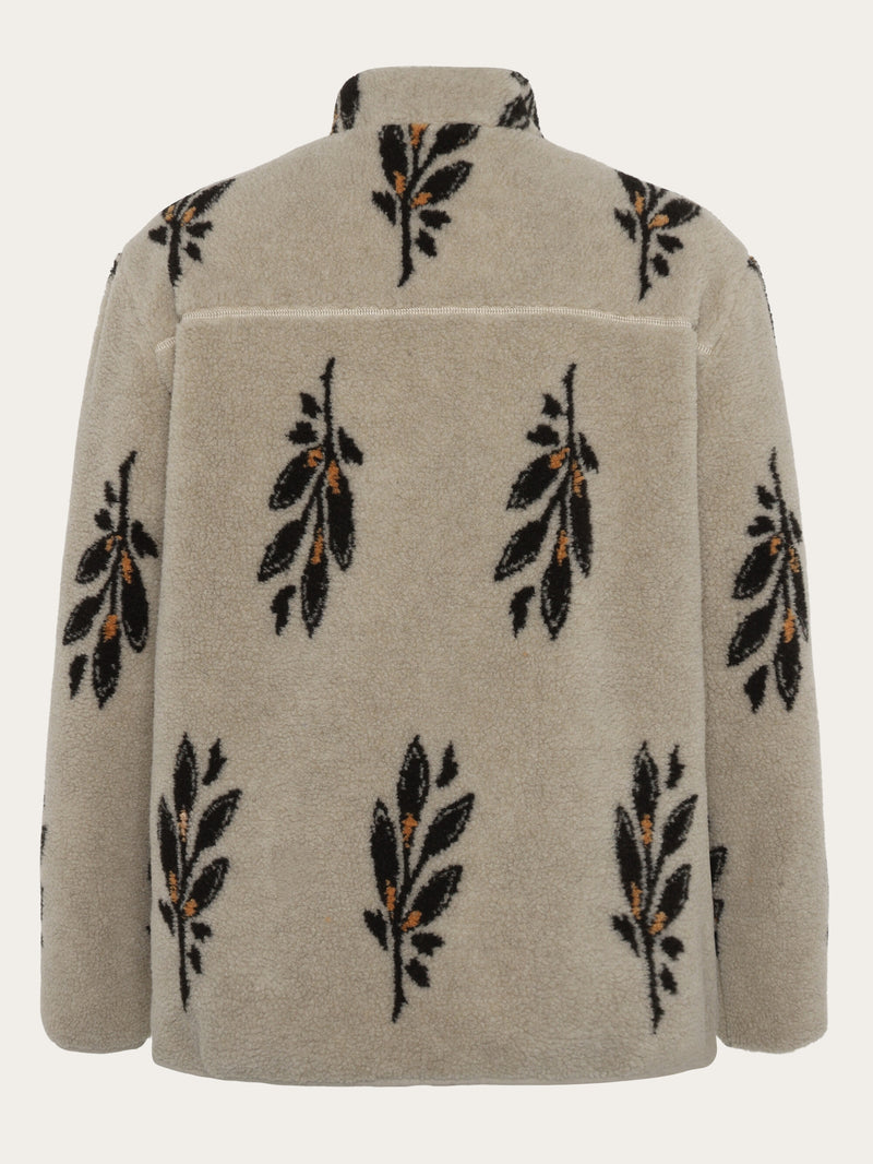 KnowledgeCotton Apparel - MEN SOS Loose Fit AOP Zip Fleece - GRS/Vegan Fleeces 9930 Beige