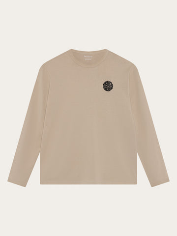 KnowledgeCotton Apparel - MEN SOS Organic Cotton Long sleeved T-shirt - GOTS/Vegan Long Sleeves 1228 Light feather gray